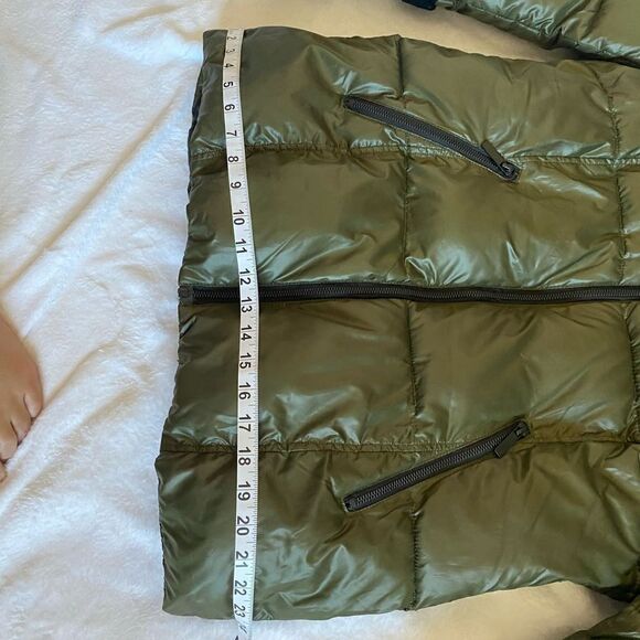 French Connection Puffer Jacket Coat Women's sz Medium Green/Black Faux Fur - Picture 16 of 16